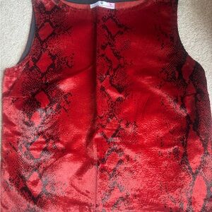 Vibrant Red Graphic Crop Tank Top